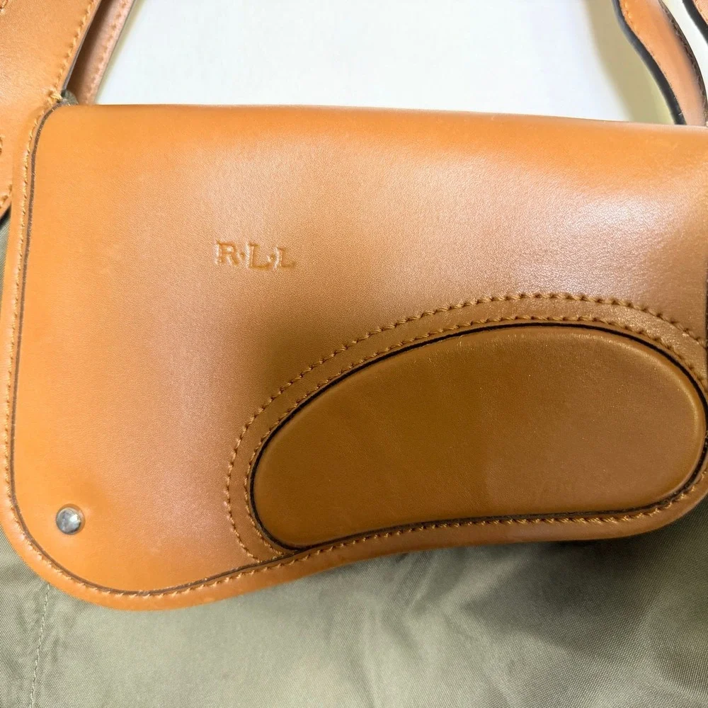 Lauren Ralph Lauren Nylon Leather Tote Shoulder Bag Olive Green RLL Equestrian - Picture 3 of 15